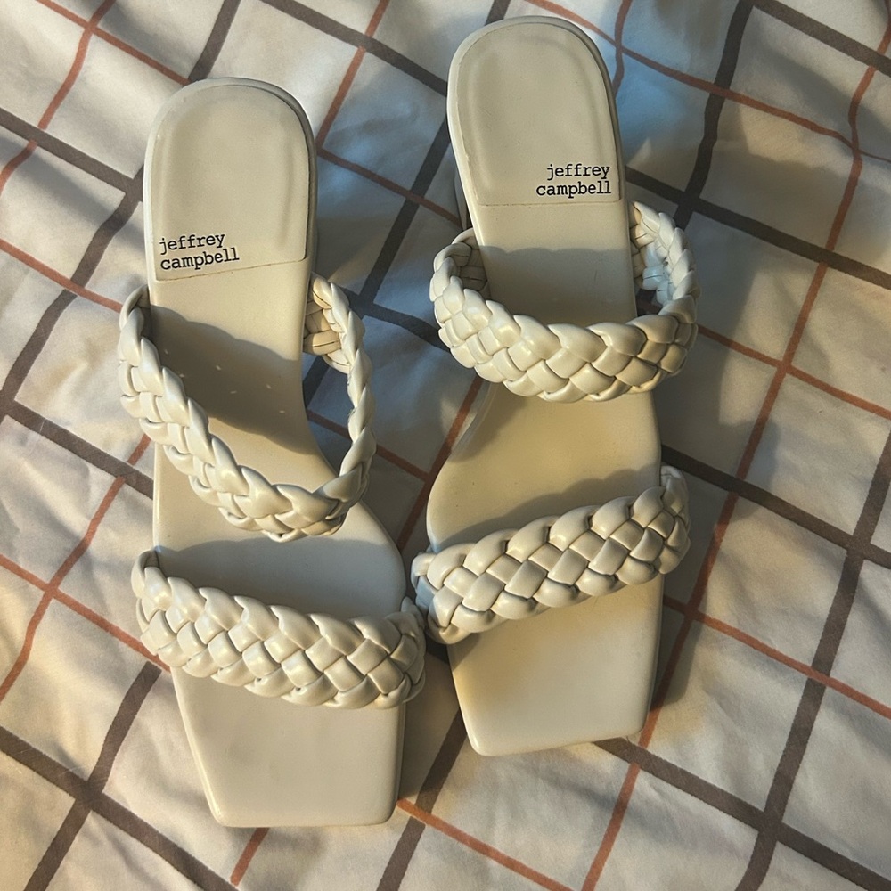 Jeffrey Campbell White Sandals with Braided Design
